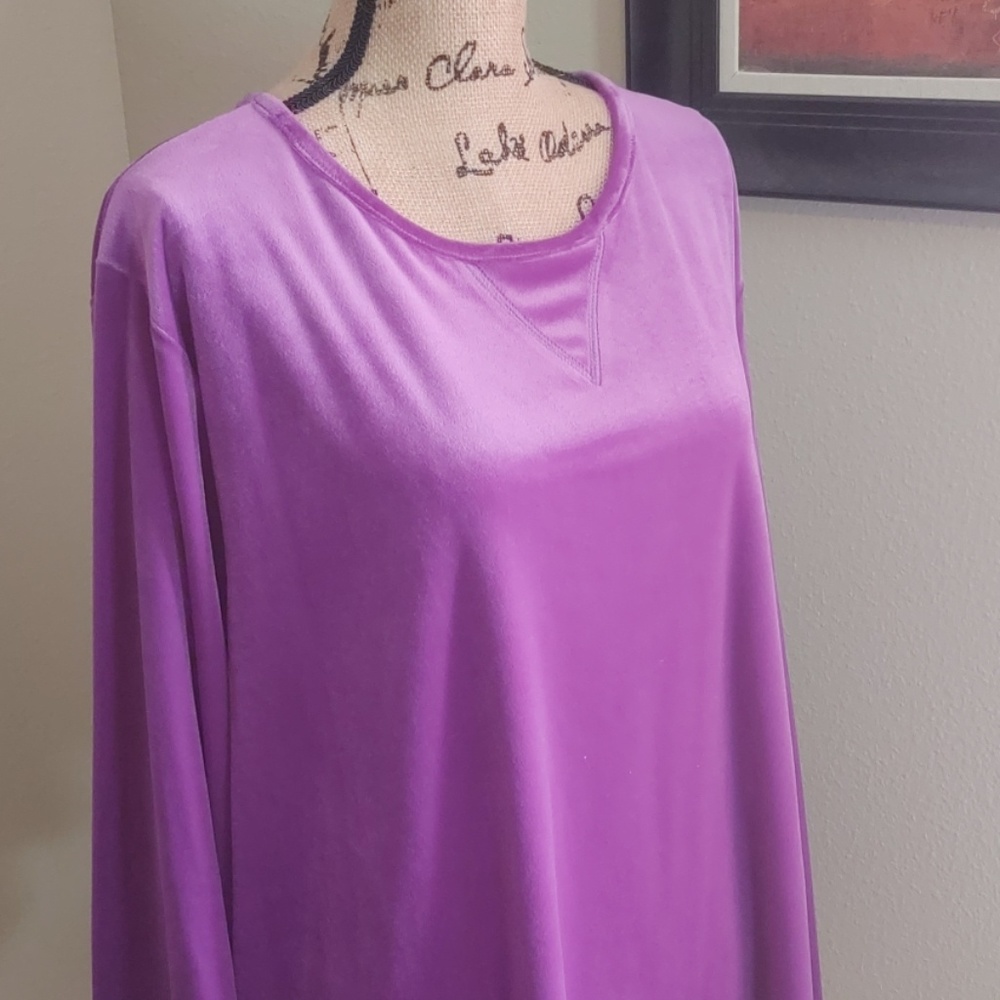 Purple velvet long sleeve sweater